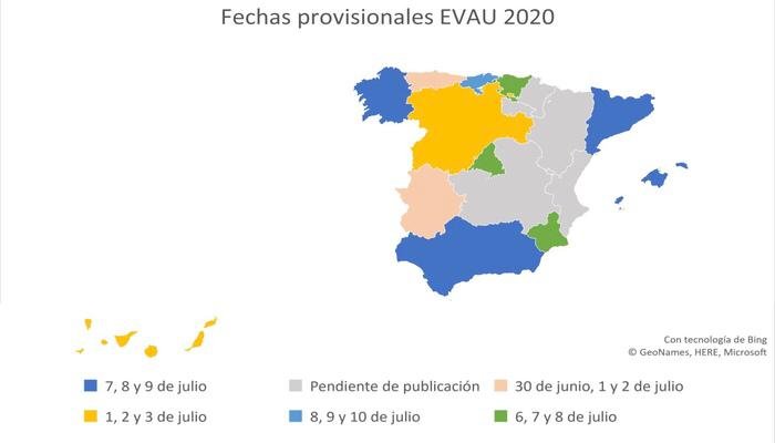 Fechas de las pruebas de acceso para el curso 2019/2020